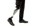 Cropped view of Disabled man with prosthetic leg, isolated on white background Royalty Free Stock Photo