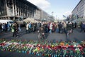 Disabled man watch flowers on the ground