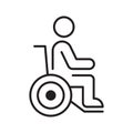 Disabled man in wheelchair icon, isolated on white Royalty Free Stock Photo