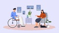 Disabled man with woman vector concept Royalty Free Stock Photo