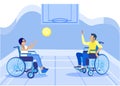 Disabled Man Woman in Wheelchair Play with Ball Royalty Free Stock Photo