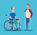 Disabled men with physical injury rehabilitation