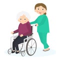 Disabled old woman. Handicapped senior woman in a wheelchair. Royalty Free Stock Photo