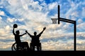 Disabled paralympians play in basketball