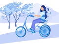 Disabled Paralyzed Woman Character Cycling in Park