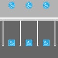 Disabled Parking Background. Wheelchair Blue Sign. Handicapped Icon Set. Car Park Royalty Free Stock Photo