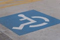 Disabled parking detail on a city street Royalty Free Stock Photo