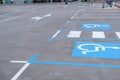 Disabled parking divided by a pedestrian crossing