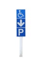 disabled parking permit sign on pole isolated on white background