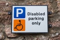 Disabled Parking Only Sign Royalty Free Stock Photo