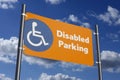 Disabled parking sign with blue sky Royalty Free Stock Photo