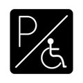 Disabled parking sign board silhouette style icon design