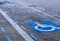 Disabled parking sign painted on the asphalt of a parking lot Royalty Free Stock Photo
