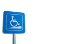Disabled parking space and wheelchair way sign and symbols Royalty Free Stock Photo