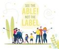 Disabled People Active and Full Life Flat Vector