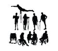 Disabled People Activity Silhouettes, art vector