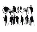 Disabled People Activity Silhouettes, art vector