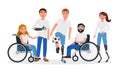 Disabled people with disabilities and prosthesis, people on wheelchairs, High-Tech Running Prosthetics, Prosthetic Hand