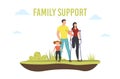 Disabled People Family Support Flat Vector Banner