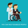Disabled people help concept