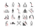 Disabled People icons set. Vector signs for web graphics.