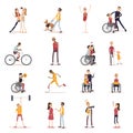 Disabled People Icons Set Royalty Free Stock Photo