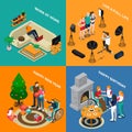 Disabled People Isometric Compositions Royalty Free Stock Photo