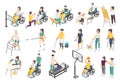 Disabled People Isometric Icons Royalty Free Stock Photo
