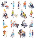 Disabled People Isometric Icons Set Royalty Free Stock Photo