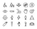 Disabled people line icon set, Vector Royalty Free Stock Photo