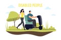 Disabled People Mobility and Transportation Vector Royalty Free Stock Photo