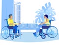 Disabled People Playing Chess on Fresh Air Cartoon