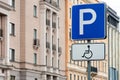 Disabled people sign for parking car place