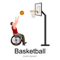 Disabled people On Wheelchair Play basketball for handicapped, disability sport vector Royalty Free Stock Photo
