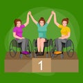 Disabled people On Wheelchair winning in sport game for handicapped, disability sport