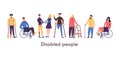 Disabled people. Young and old. Cartoon vector isolated