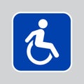 Disabled person blue vector sign