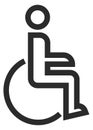 Disabled person icon. Human in wheelchair linear symbol