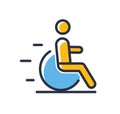 Disabled person icon. Disabled person isolated on white background. Design elements, colored. Royalty Free Stock Photo