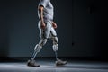 Disabled person with leg Cybernetic prosthetic leg. futuristic bionic prosthesis rehabilitation