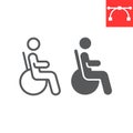 Disabled person line and glyph icon, disability and pensioner, handicapped person sign vector graphics, editable stroke Royalty Free Stock Photo