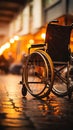 Disabled persons hands on wheelchair wheels, symbolizing empowerment and perseverance