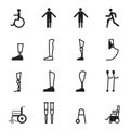 Disabled prosthesis icon set