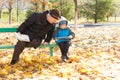 Disabled senior man with his grandson Royalty Free Stock Photo