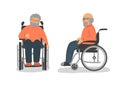 Disabled senior man in wheelchair. Front and side view. Royalty Free Stock Photo