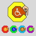 Disabled sign icon. Human on wheelchair symbol.