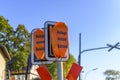 Disabled signal system at a railroad crossing of the new railway line Berlin-Dresden. This is located in southern Berlin Royalty Free Stock Photo