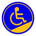 Disabled signs circle frame blue colors background, sign boards for disability slope path ladder way sign badge for disabled