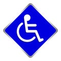 Disabled signs square blue colors frame background, sign boards for disability slope path ladder way sign badge for disabled