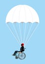 Disabled skydiver isolated. Wheelchair on parachute on sky Royalty Free Stock Photo